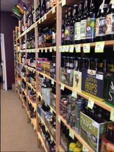 Shelves of beer at Wine 101's Beer Library